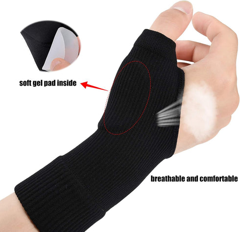 Wrist Thumb Compression Arthritis Gloves (1 Pair) - Breathable Fingerless Glove with Gel Pads for Carpal Tunnel Relief