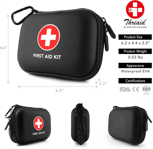 Mini First Aid Kit, 100 Pieces Water-Resistant Hard Shell Case for Travel, Outdoor, Home, Office