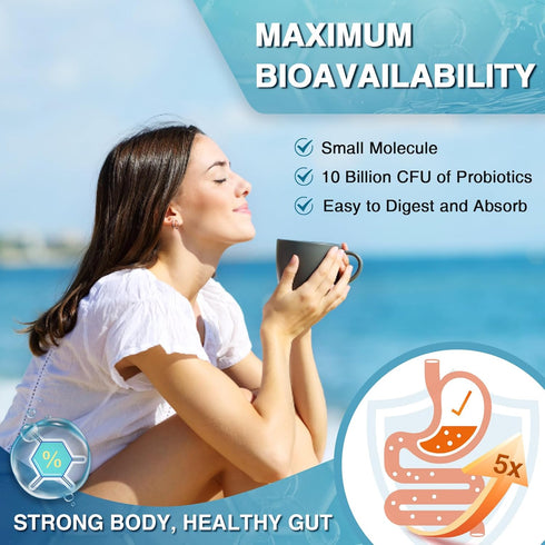 Marine Collagen Peptides Powder - Type I & III Hydrolyzed Collagen with Probiotics, Vitamin C & Hyaluronic Acid for