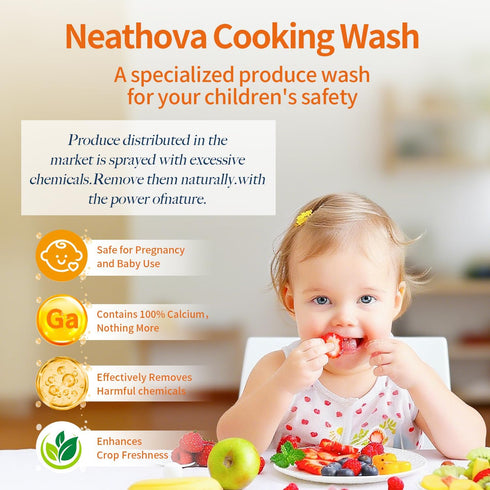Neathova 50 4.2oz (120g), Fruit & Veggie Wash Powder, Natural Organic Produce Cleaner for Pesticides & Wax Removal