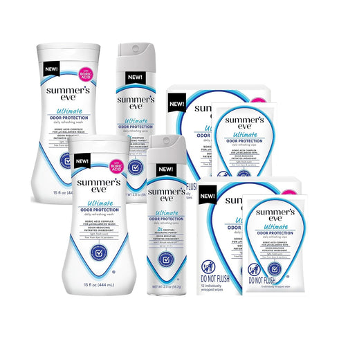 Summers Eve Ultimate Odor Protection Feminine Care Set, Wash, Wipes & Freshening