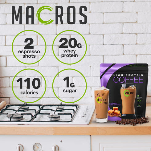 Chike Caramel High Protein Iced Coffee, 20 G Protein, 2 Shots Espresso, 1 G Sugar, Keto Friendly, 14 Servings (14.8