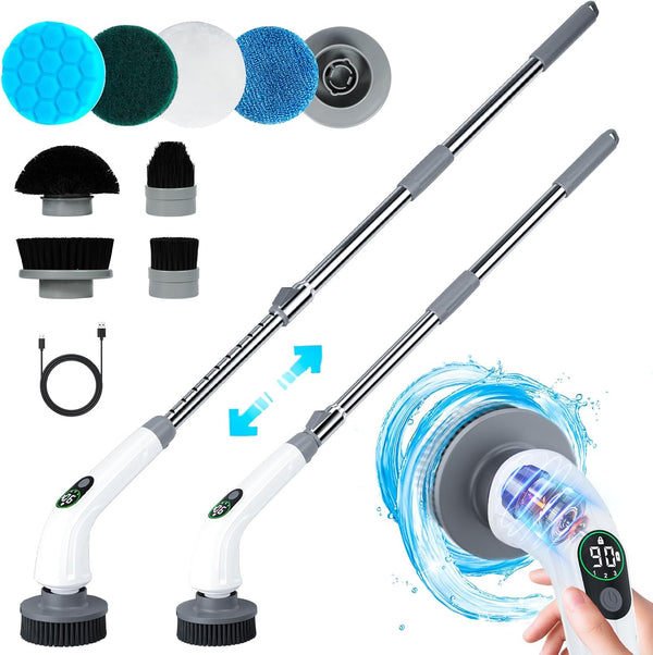 Zurostcae Electric Spin Scrubber, 550 RPM Cordless Home Cleaning Brush with Extended Handle,