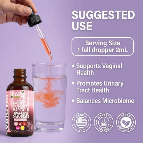 Horsetail Clean Nutraceuticals VBiotic Vaginal Probiotic for Women Liquid Drops | Cranberry Uva Ursi D-Mannose
