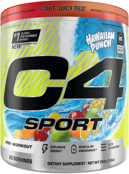 Cellucor C4 Sport Pre Workout Powder: NSF Certified for Sport, 200mg Caffeine, Creatine, Beta-Alanine, Hawaiian Punch,
