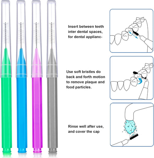 100 Pieces Interdental Brush Toothpick Dental Hygiene Flosser Cleaners for Oral Tooth Cleaning Tool (Attractive Colors)