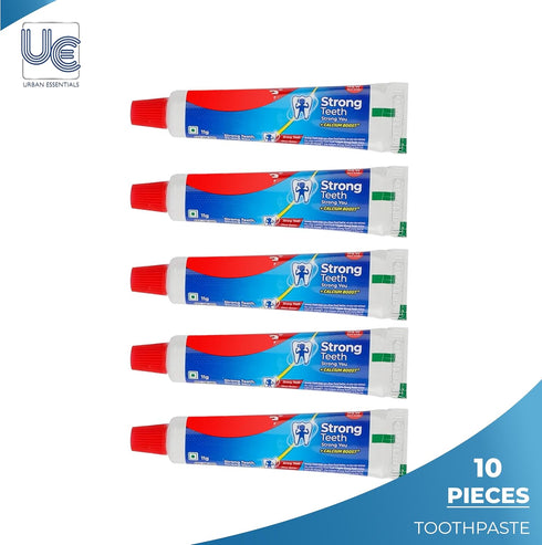 Urban Essentials Bulk Travel Toothbrush Kit - Toothbrush, Cap, Toothpaste, Floss Picks, TSA Approved (10)