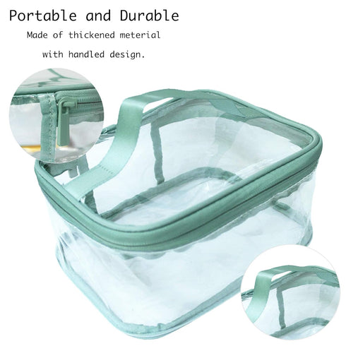Portable Waterproof Transparent Green Toiletry Bag - Makeup Cosmetic Travel Storage Clear Bag