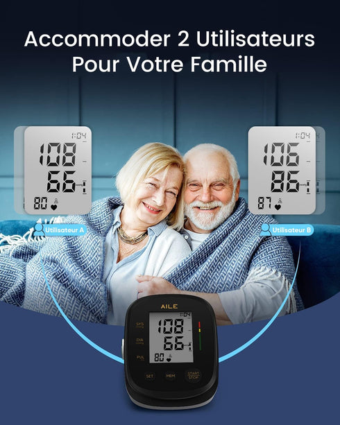AILE Blood Pressure Monitor, Automatic Upper Arm Blood Pressure Machine with Large Cuff (8.7"-16.5", Black)