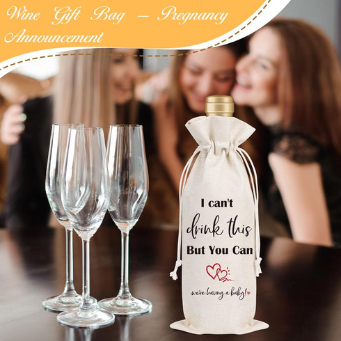Pregnancy Announcement Wine Gift Bag - Wxiben I Cant Drink This But You Can Pregnancy Announcement Gifts Reusable