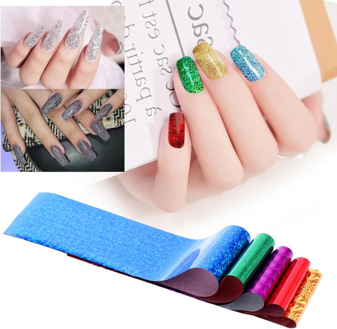 Starry Sky Holographic Nail Foil Stickers, 50 Sheets Paper Decals for Gel Nails Tips Decorations