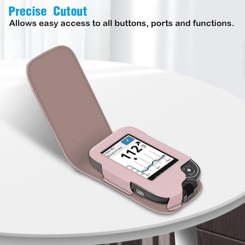PU Leather Protective Case, Lightweight Shockproof Carrying Case for Freestyle Libre 3 2 / Libre Reader (Rose Gold)