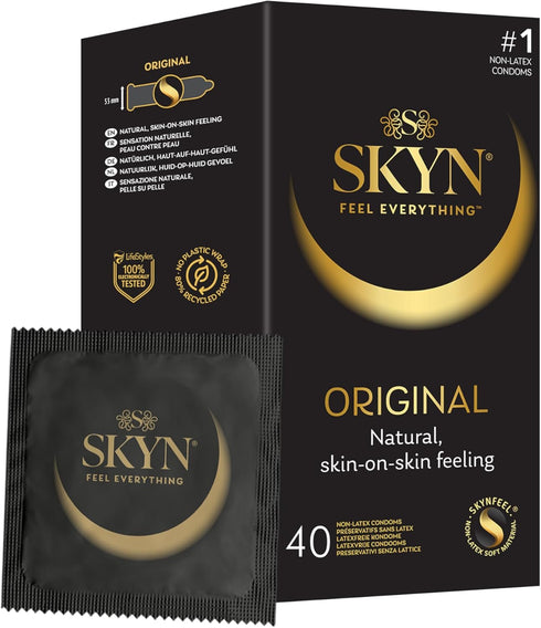 SKYN Original Lubricated Latex Free Condoms Value Pack, 40 Count