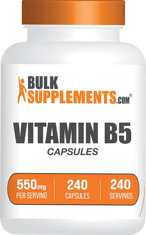 BulkSupplements.com Vitamin B5 Capsules - 240 Capsules 500mg Pantothenic Acid, Vitamin B Supplement