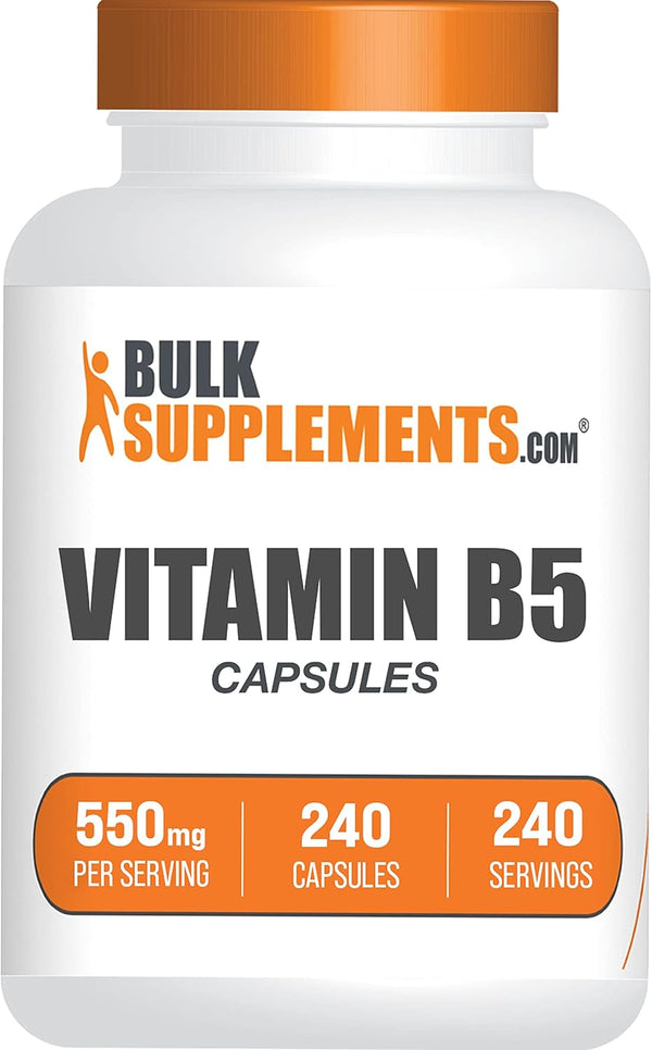 BulkSupplements.com Vitamin B5 Capsules - 240 Capsules 500mg Pantothenic Acid, Vitamin B Supplement