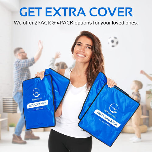 Reusable Ice Packs for Injuries, 11" x 14.5" - 2 Pack XL Hot & Cold Pack for Back Pain Relief, Flexible When Frozen