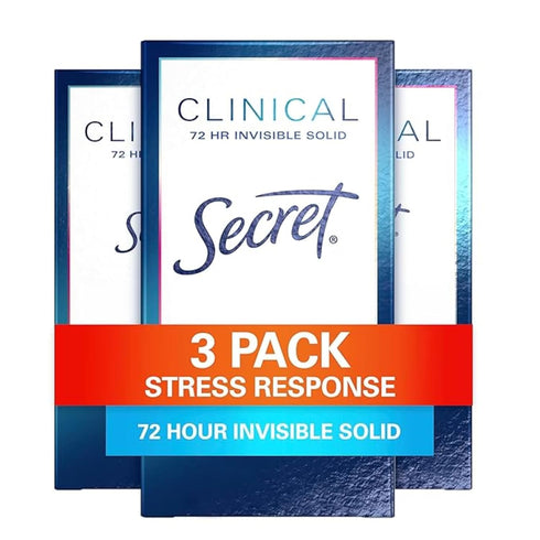 Secret Clinical Strength Antiperspirant Deodorant for Women, Stress Response, 72hr Protection, 1.6 oz (Pack of 3)