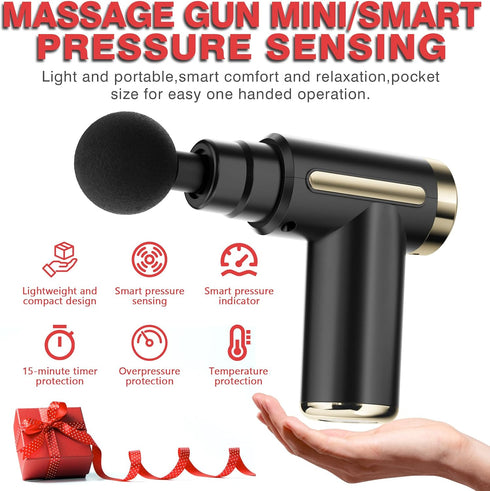 Massage Gun for Deep Tissue Pain Relief, Electric Mini Handheld Body Massager with 4 Heads & 6 Speeds