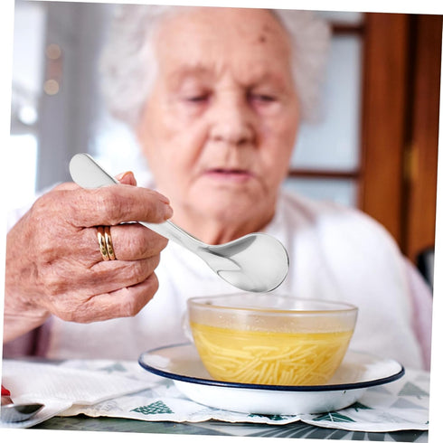 Hemoton 1 Set Elderly Tableware, Angled Grip Spoon, Handicapped Fork Spoon, Disability Aid Utensils, Stainless Steel