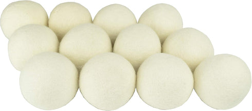 SnugPad XL Size Wool Dryer Balls, Natural Fabric Softener, 100% Organic New Zealand Wool, 12-Count