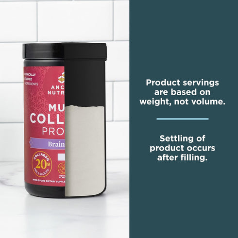 Collagen Powder Brain Boost by Ancient Nutrition, Vanilla Collagen Protein Powder, 45 Serving Supplement for Stress