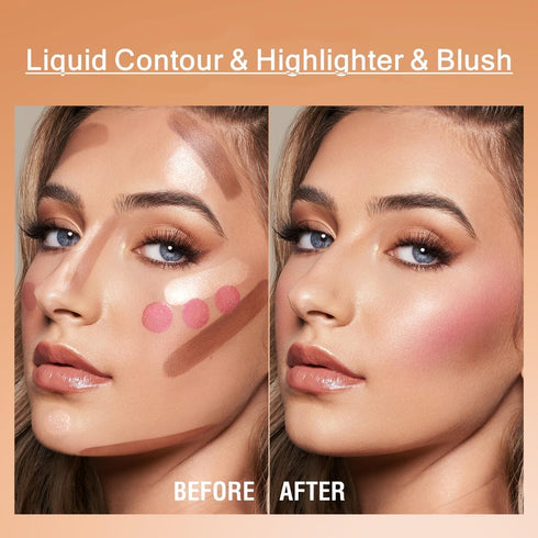 URQT Highly Pigmented Liquid Contour, Built-in Sponge Tip Sculpted Complexion Wand, Long Lasting Natural Highlighters