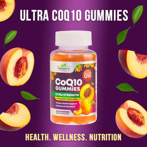 CoQ10 100mg Gummies, 30 Count, Ultra Coenzyme Q10 Vitamins for Heart Health Support & Energy Production
