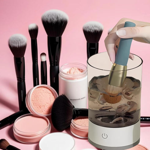 White Transparent Electric Makeup Brush Cleaner, New Version Lazy Automatic Cleaning Tool for Makeup Brushes