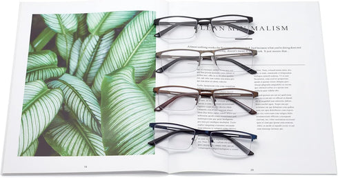 Men's Blue Light Blocking Reading Glasses - Metal Half Frame