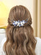 Unicra Butterfly Bride Wedding Hair Vine, Blue Pearl Bridal Hair Piece, Rhinestone Headband for Women