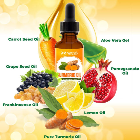 Turmeric Serum for Face & Body - All Natural Skin Brightening Oil for Dark Spots, Fights Acne & Heals Scars
