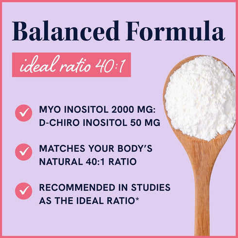 Myo-Inositol & D-Chiro Inositol Powder for Hormone Balance in Women, 40:1 Ratio, 2000mg Myo Inositol, 50mg D Chiro, 30