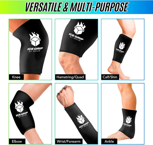 Hot & Cold Therapy Ice Sleeve (Large) - Reusable Gel Pack for Recovery & Pain Relief for Knee, Calf, Elbow, Ankle, Arm,