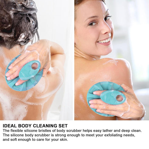 INNERNEED Soft Silicone Body Cleansing Brush, Gentle Exfoliating Shower Scrubber for All Skin Types (Dark Green)