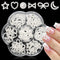 LuckForever 3D Nail Charms, Cute Star Moon Bow Heart Charm Kit, White Bow-Know Stars Heart Pearl Studs for Nail Art