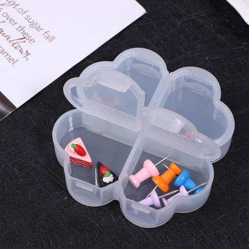 miihello 4 Grids Daily Pill Organizer, Portable Plastic Pill Storage Box with Independent Opening Design, Four-Leaf