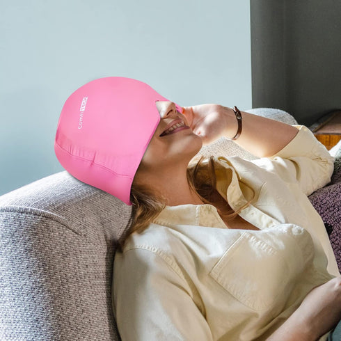 Comfitech Head Ice Wrap, Cold Cap Cooling Gel Hat for Head (Pink)