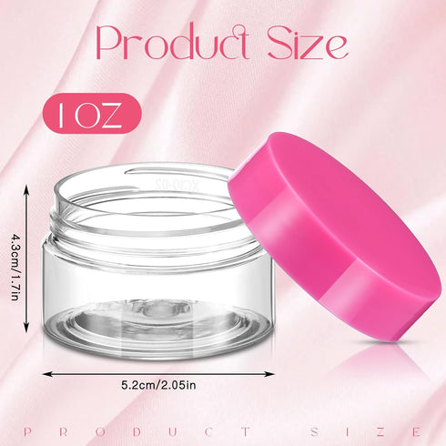 Patelai 4 Pieces Round Clear Wide-mouth Leak Proof Plastic Container Jars with Lids for Travel Storage Makeup Beauty Products Face Creams Oils Salves Ointments DIY Making or Others (Pink,1 Ounce) by Patelai
