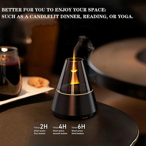 Villelei 7-Color Candle Flame Essential Oil Diffuser, Aromatic air humidifier, LED ultrasonic Aroma lamp with Timer