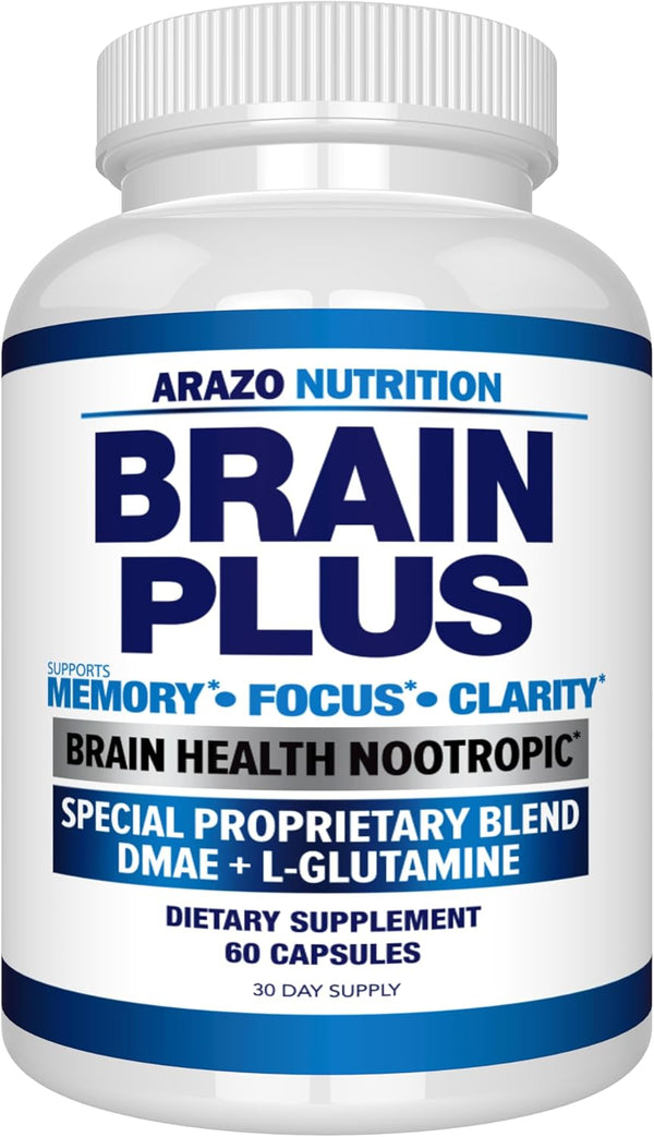 Arazo Nutrition Premium Brain Function Supplement – Nootropic Booster with Memory, Focus, Clarity, DMAE, Bacopa
