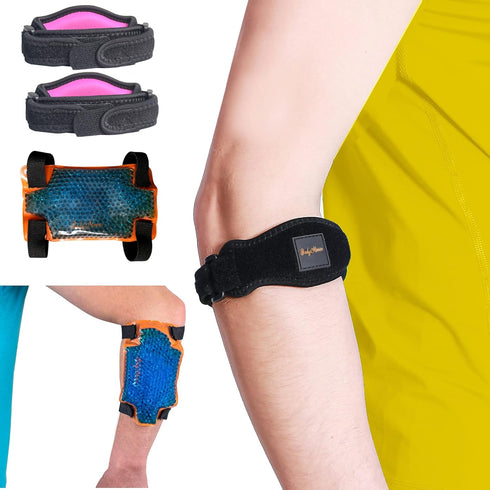 BodyMoves 2 Elbow Braces with Hot and Cold Gel Pack (Sporty Pink)