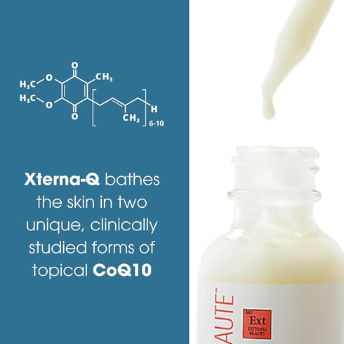 Q10 CoQ10 1 Oz. Consult Beaute XTERNA-Q COEnzyme Anti-Aging Serum for Face and Neck, Smoothing Peptides, Bergamot Fruit