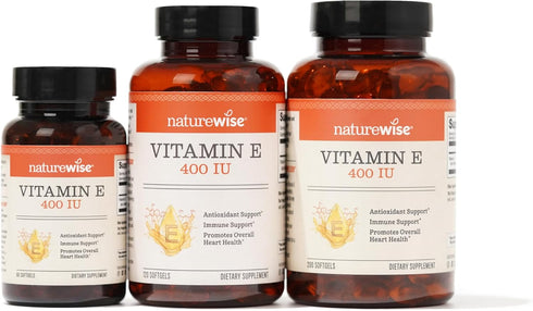 NatureWise Vitamin E 400 IU Softgels, Dairy Free, Gluten Free, 120 Count, Antioxidant-Rich Supplement