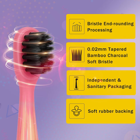 Compatible with Burst Kids Electric Toothbrush Replacement Heads, 6 Pack, Light Pink