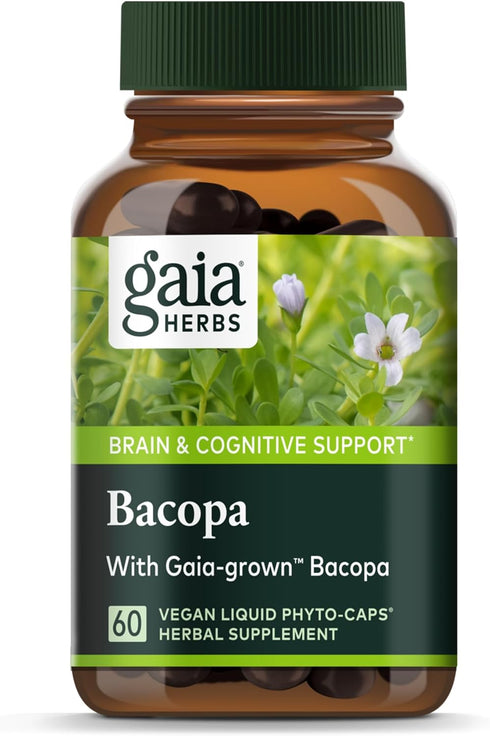 Gaia Herbs Bacopa - Brain and Cognitive Support Herbal Supplement with Bacopa Monnieri - 60 Vegan Capsules