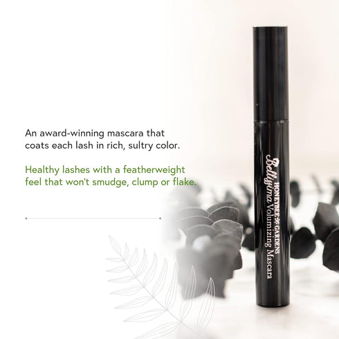Honeybee Gardens Bellissima Volumizing Mascara, Black Lace, Lightweight, Non-Smudging, Vegan, 0.13 oz