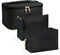 MAANGE Large Makeup Bag with 2pcs Small Bags, Portable Leather Travel Set for Women and Girls, Black