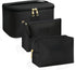 MAANGE Large Makeup Bag with 2pcs Small Bags, Portable Leather Travel Set for Women and Girls, Black