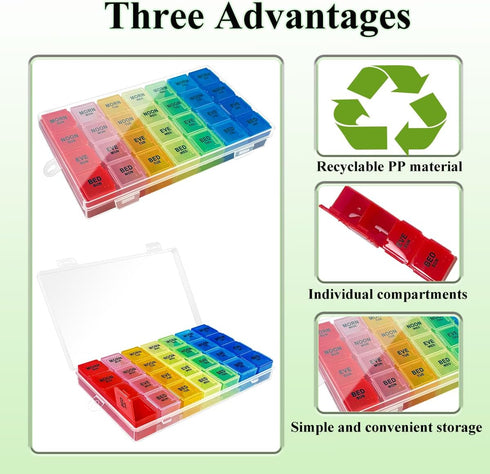 Quaocens 6 Pack 4 7 4 Pill Organizer Monthly Weekly Pill Organizer Times a Day XL Large Pills Organizer Day Pills