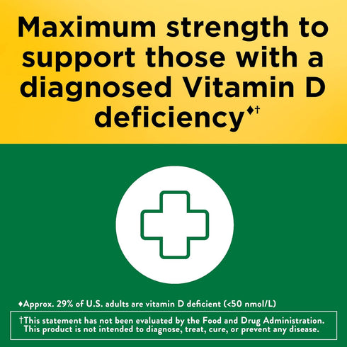 Nature Made Maximum Strength Vitamin D3 10000 IU, 60 Softgels - Dietary Supplement for Bone and Immune Health